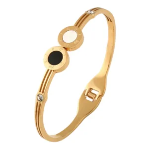 Bracelete Ônix Banhado em Ouro 18K