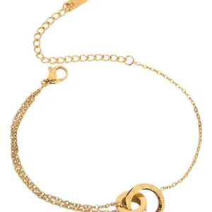 Pulseira Romano com Anéis Cruzados Banhada em Ouro 18K