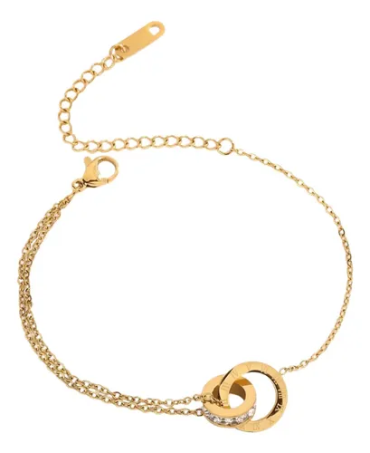 Pulseira Romano com Anéis Cruzados Banhada em Ouro 18K