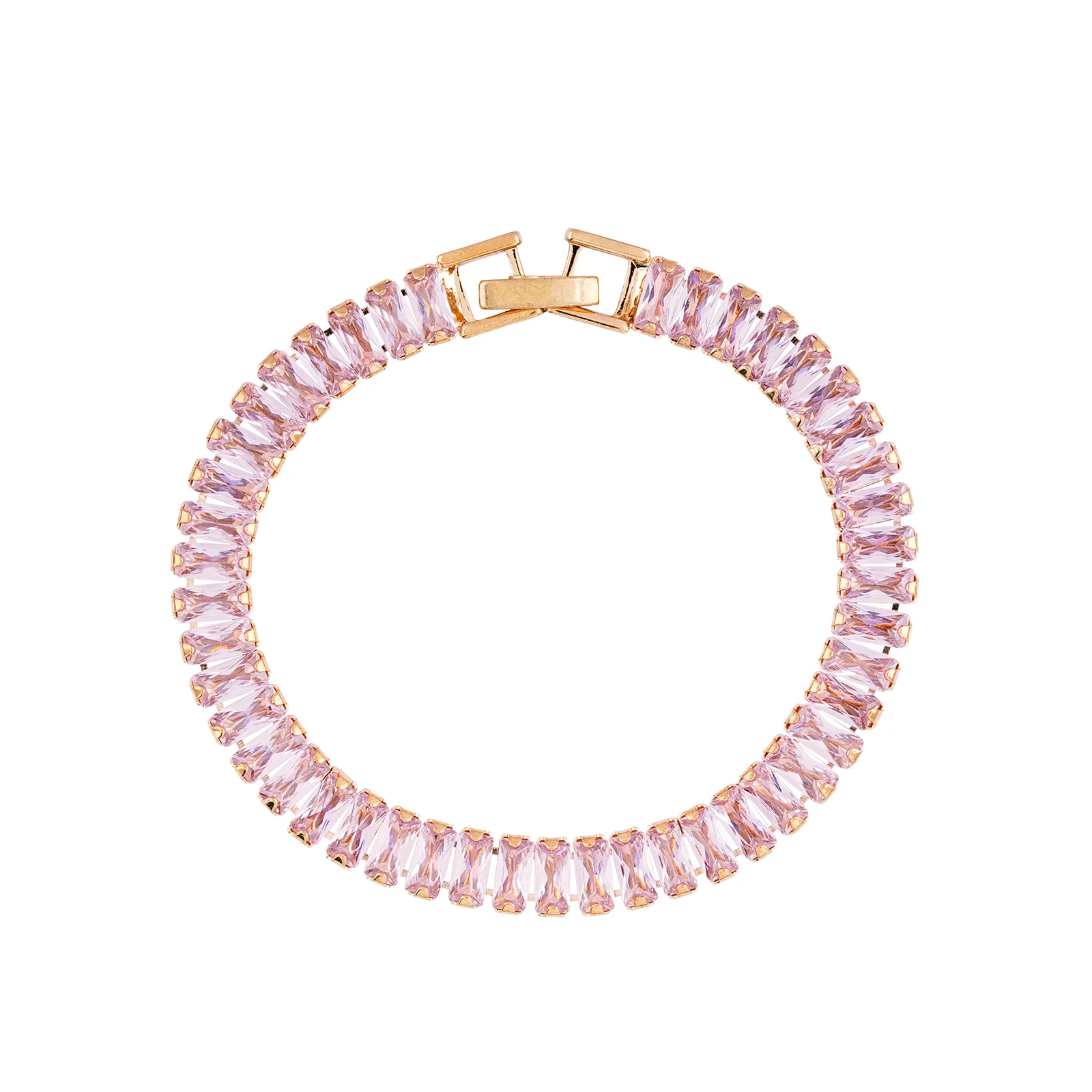 Bracelete Alice Quartzo Rosa Banhado em Ouro 18K