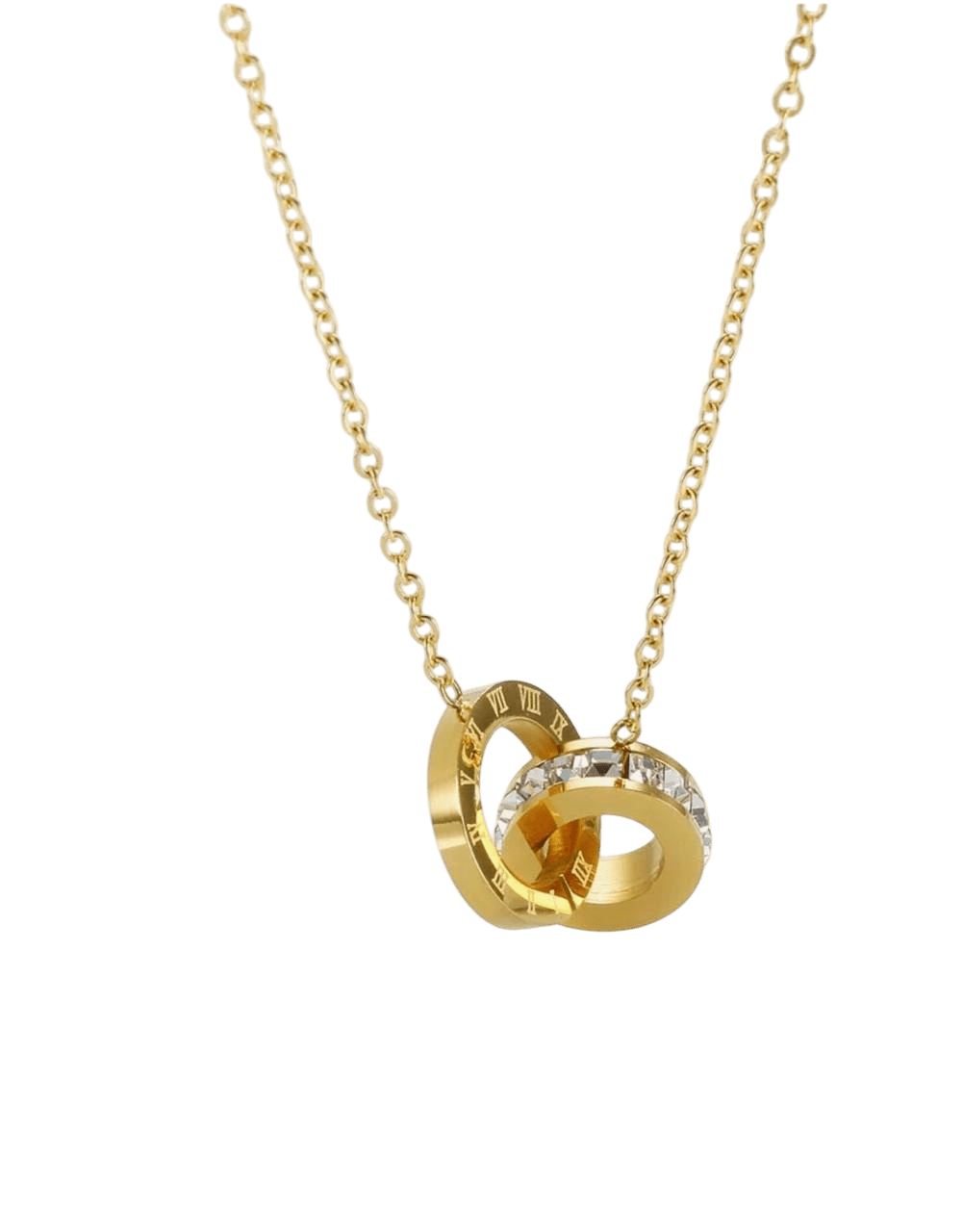 Colar Romano com Anéis Cruzados Banhado em Ouro 18k