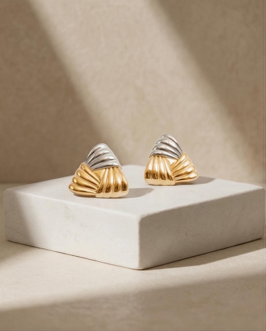 Brinco Triad Shine com Mix de Banhos Dourado e Prata - Imagem 2