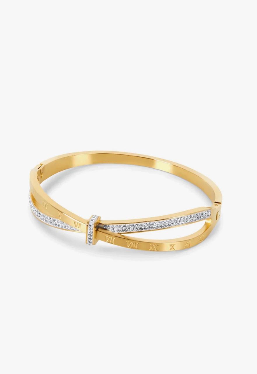 Bracelete Romano Zircônia Banhado em Ouro 18K
