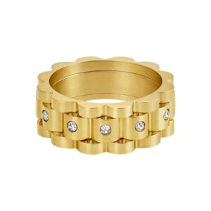 Anel Corrente de Relógio Banhado a Ouro 18k
