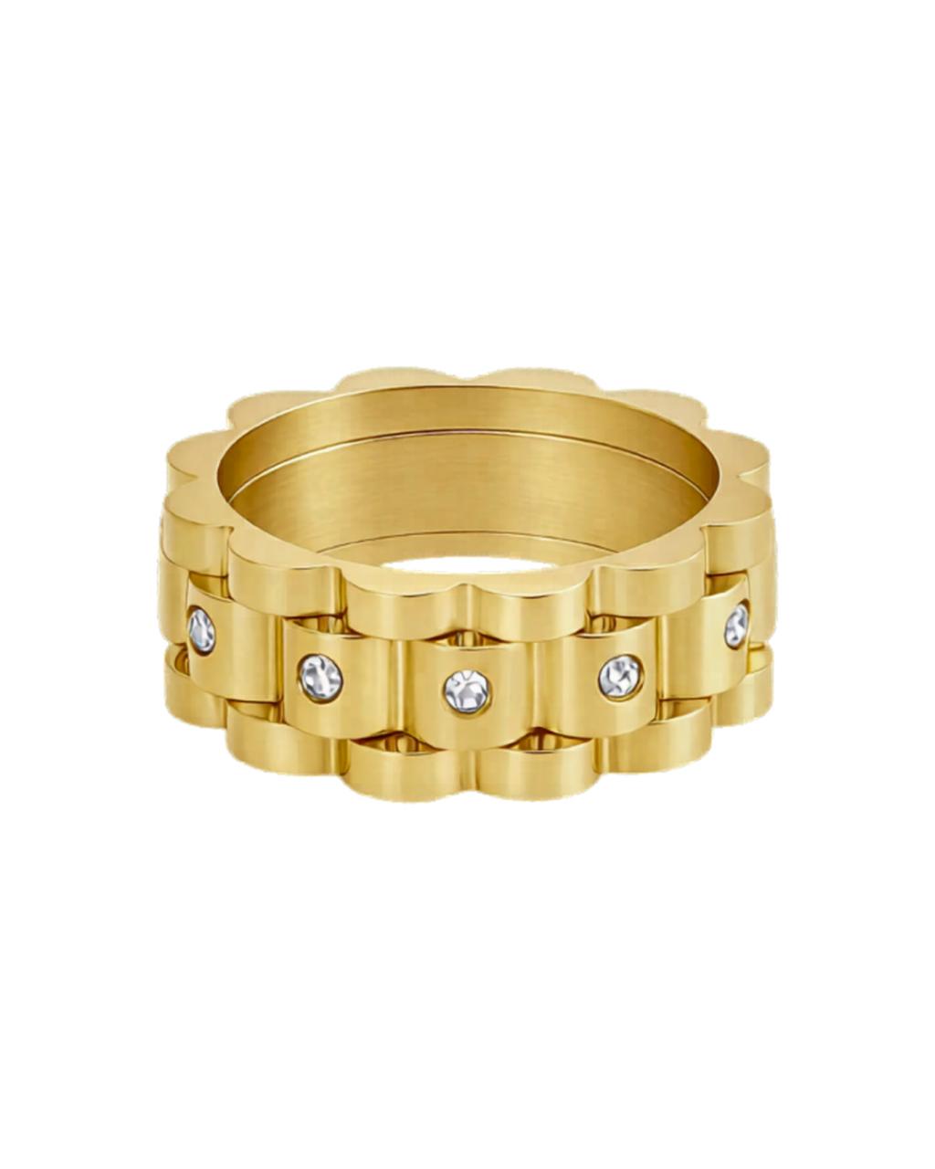 Anel Corrente de Relógio Banhado a Ouro 18k