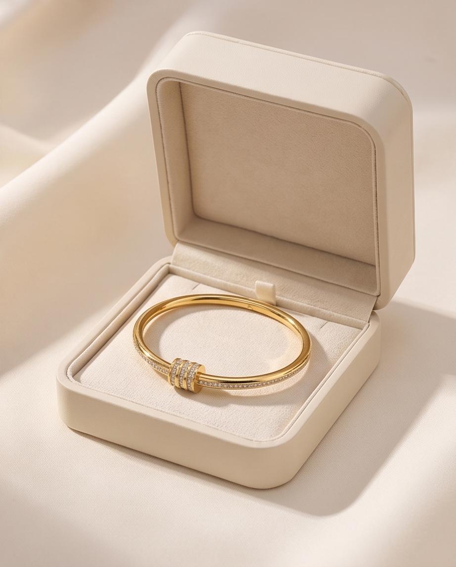 Bracelete Cravejado Banhado em Ouro 18K - Imagem 4