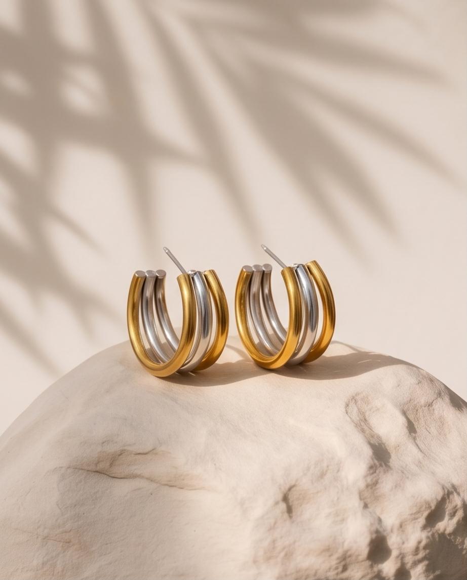 Argola Tripla Duo Tone - Imagem 2