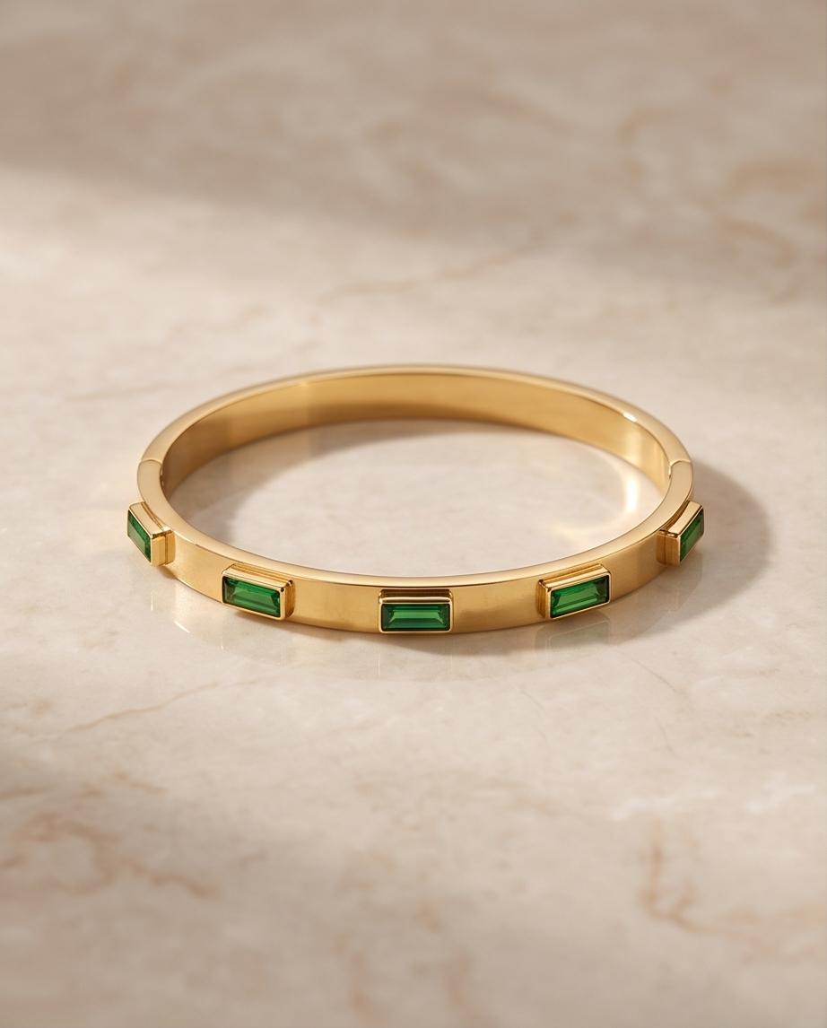 Bracelete Esmeralda Banhado em Ouro 18K - Imagem 2