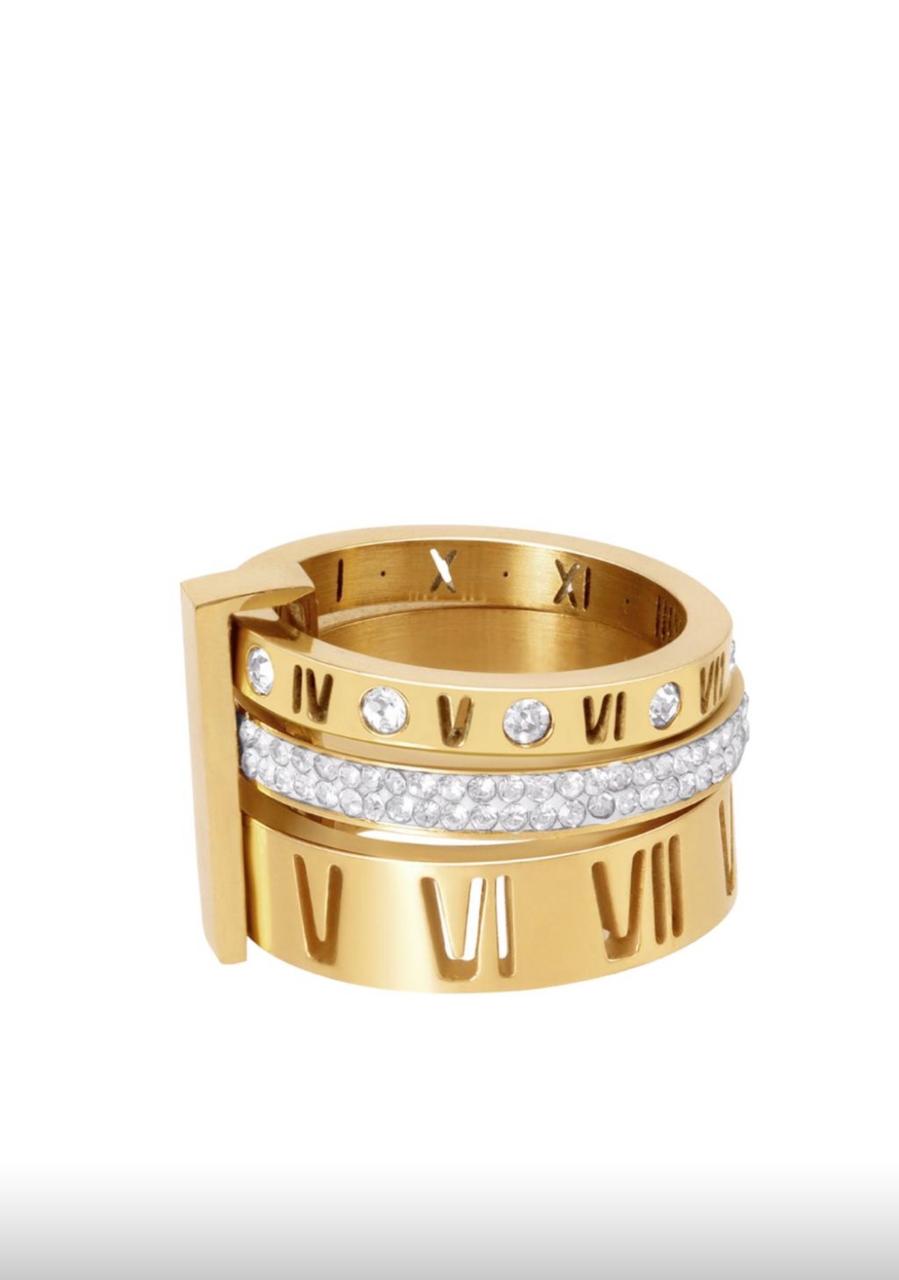 Anel Triplo Momentos Banhado em Ouro 18K