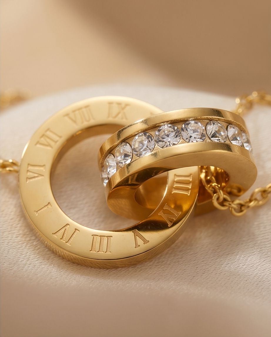 Pulseira Romano com Anéis Cruzados Banhada em Ouro 18K - Imagem 2