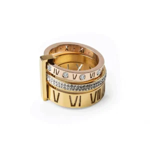 Anel Aro Triplo Momentos Banhado em Ouro 18K