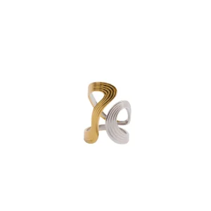 Anel Infinity Ajustável Com Mix De Banhos Dourado E Prata
