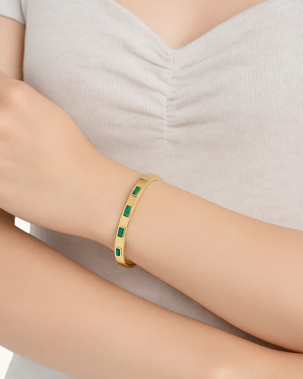 Bracelete Esmeralda Banhado em Ouro 18K - Imagem 4