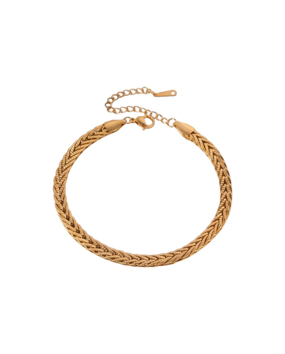 Pulseira Elegância Trançada Banhada em Ouro 18K