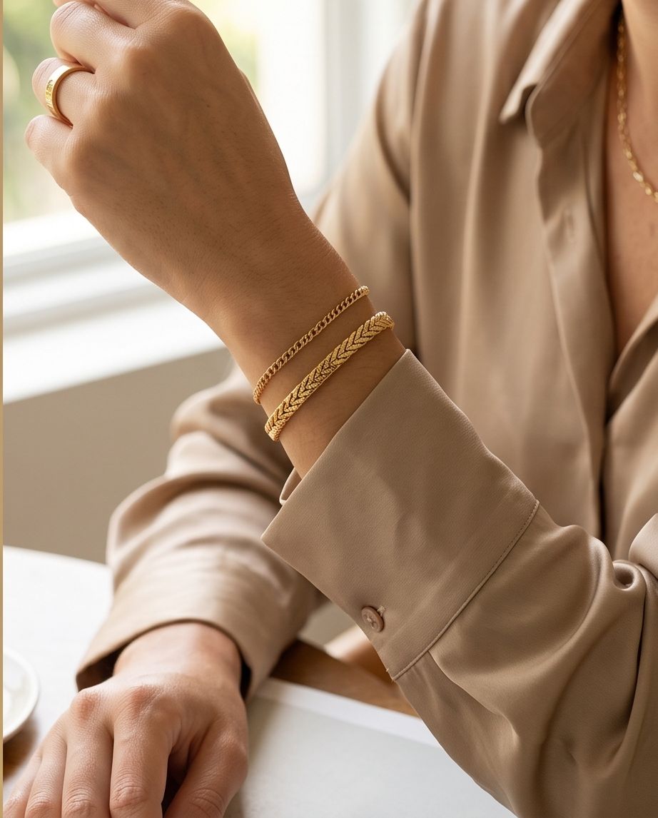 Pulseira Elegância Trançada Banhada em Ouro 18K - Imagem 3