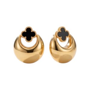 Colar Trevo Preto Banhado em Ouro 18k