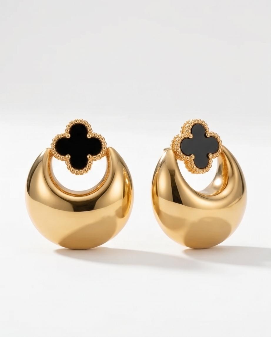 Colar Trevo Preto Banhado em Ouro 18k - Imagem 3