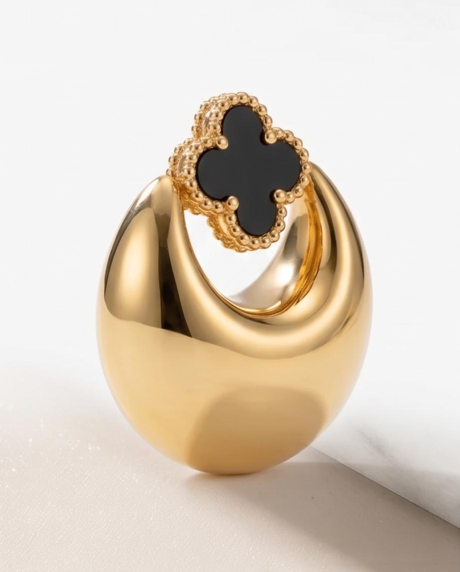 Colar Trevo Preto Banhado em Ouro 18k - Imagem 2