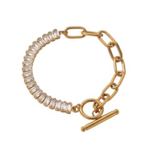 Pulseira Riviera Baguete Banhado Em Ouro 18k