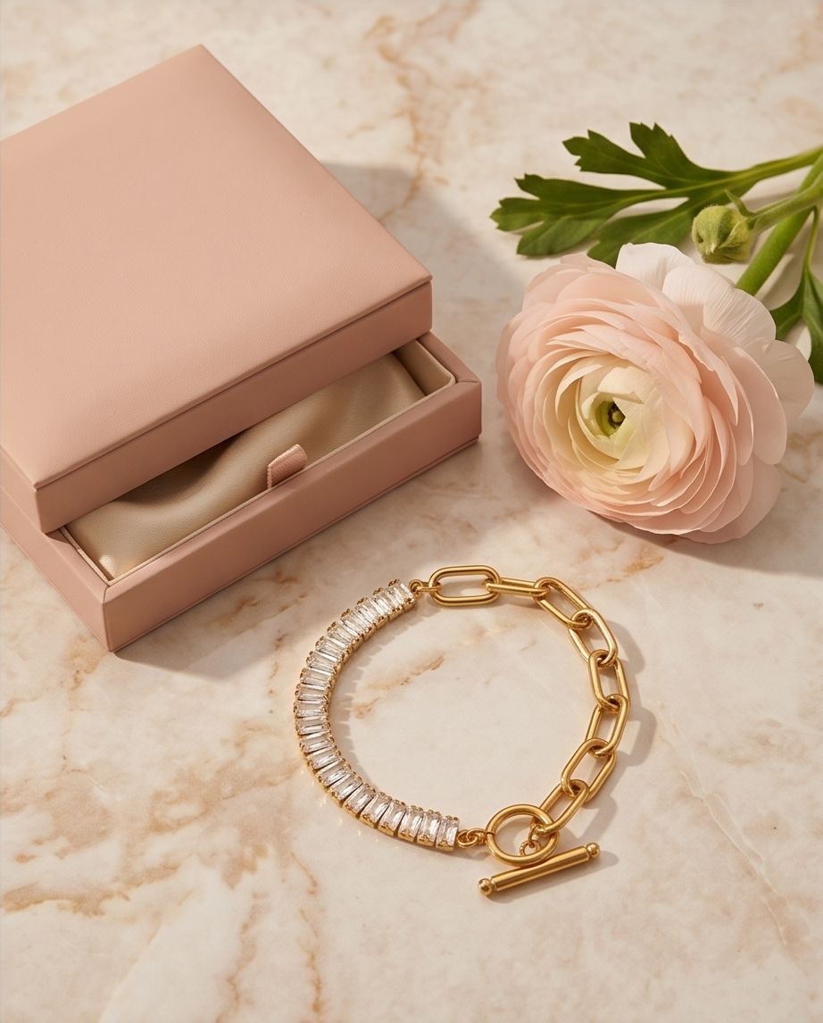 Pulseira Riviera Baguete Banhado Em Ouro 18k - Imagem 6